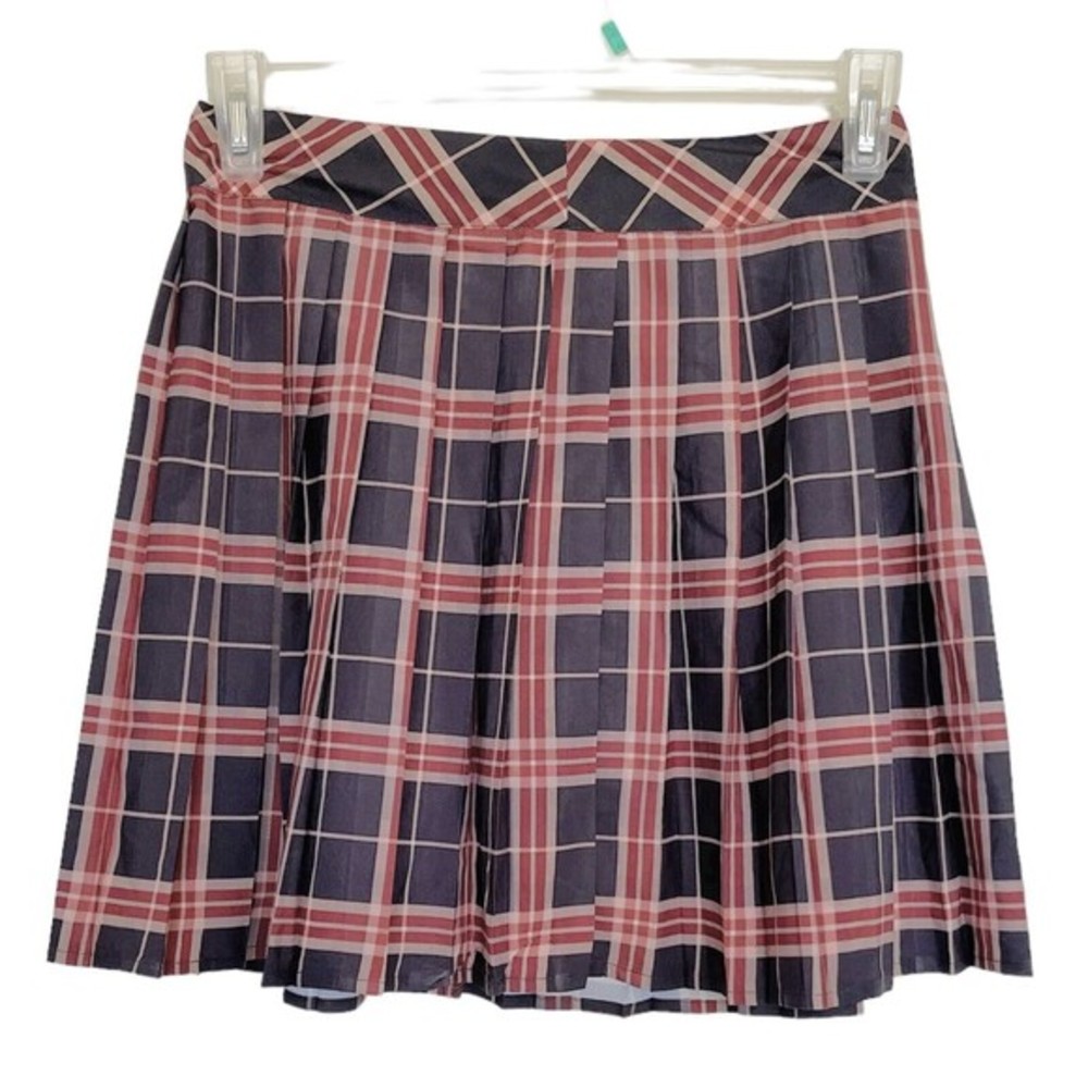 Romwe Skirt Plaid Pleated  School Mini High Waist Preppy Dark Academia Sz Medium